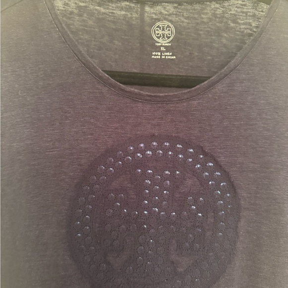 Tory Burch Navy Short Sleeve Tee - Picture 2 of 2